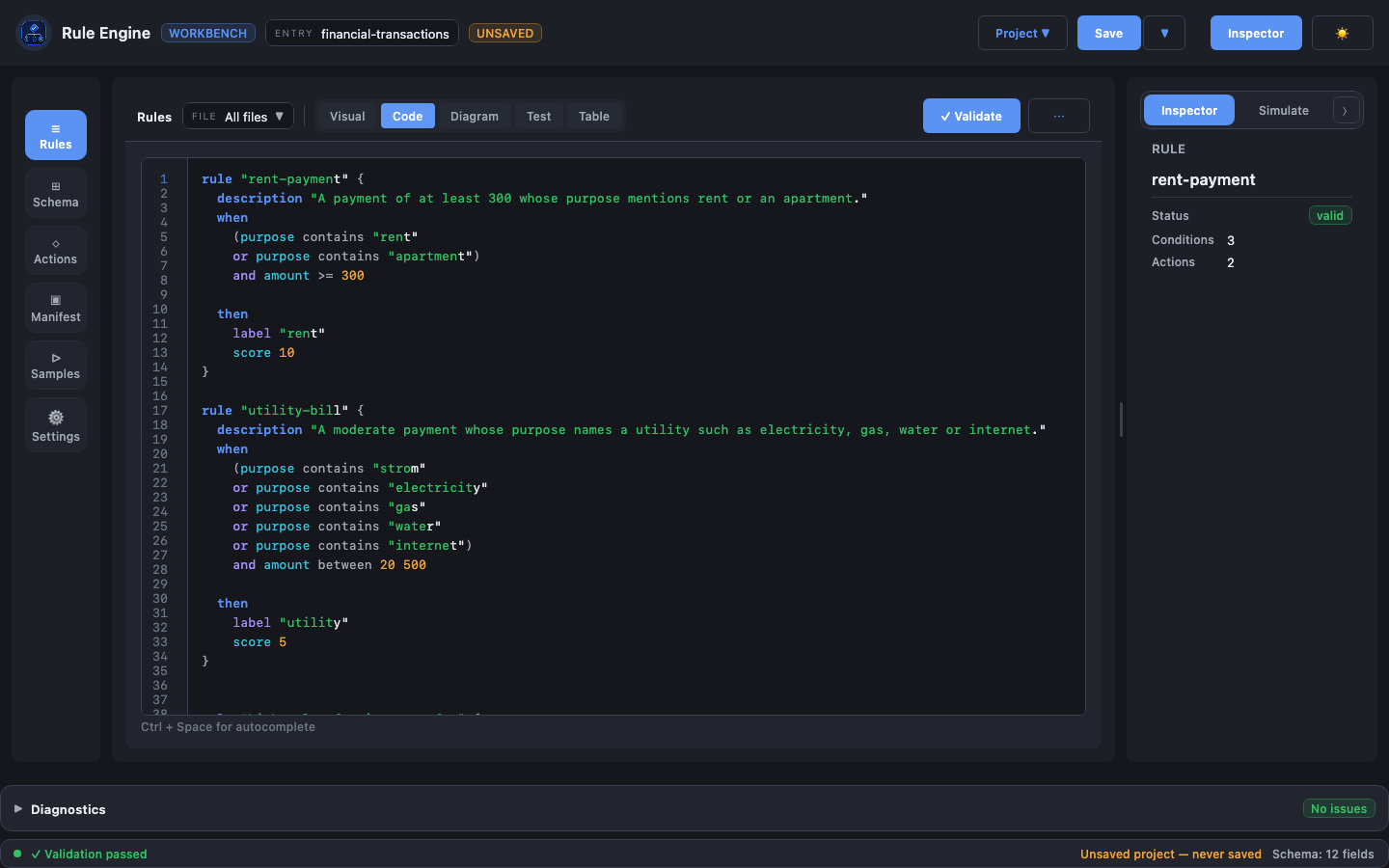 Code view, dark mode